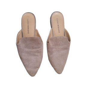 Lucky Brand Slip On Flats 9M Womens Brynnuh Brown Point Toe Leather Upper Mules